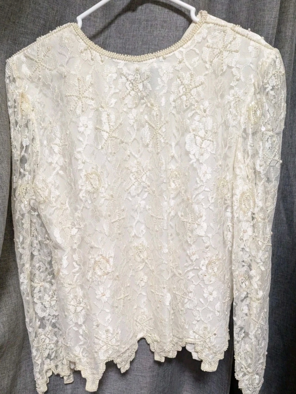 Lawrence Kazar Vintage Romantic Victorian Beaded Lace 80s Blouse  Size med